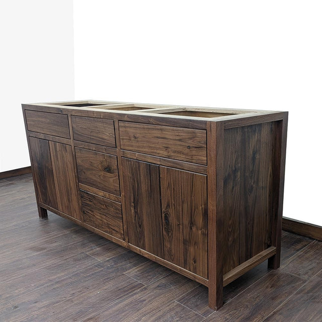 48" Rustic Walnut Double Sink Bathroom Vanity