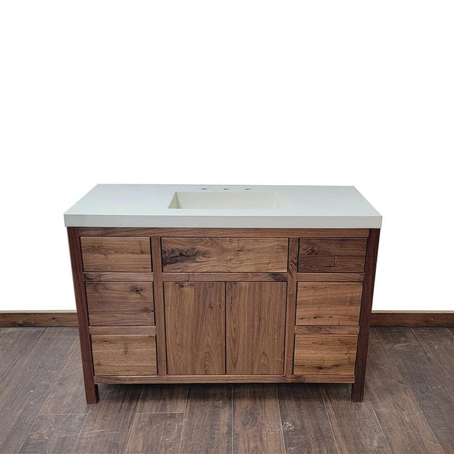 48" Rustic Walnut Single Sink Bathroom Vanity