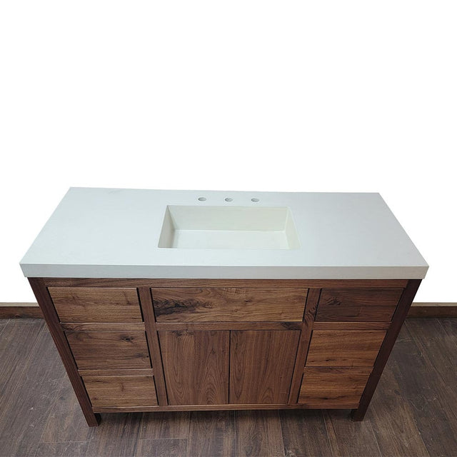 48" Rustic Walnut Single Sink Bathroom Vanity