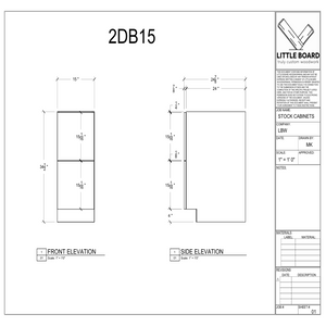 Technical drawing of a cabinet with dimensions labeled, featuring 'Little Board' branding.