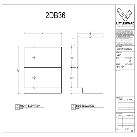 Technical drawing of a cabinet with dimensions and labels