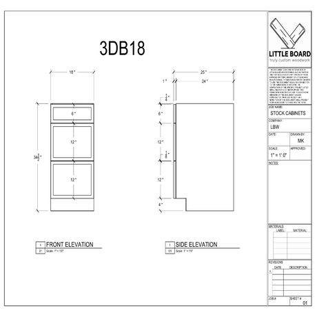 Technical drawing of a cabinet with dimensions and labels