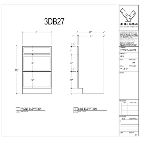 Technical drawing of a cabinet with dimensions and labels