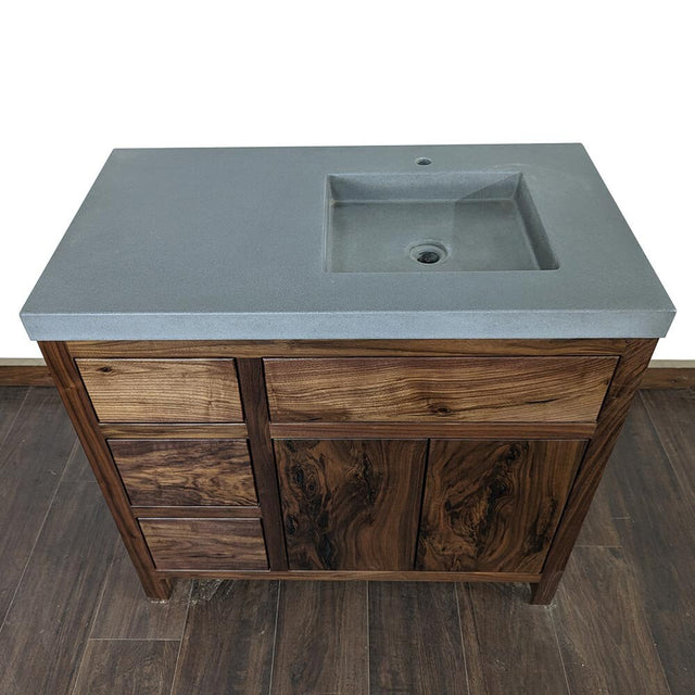 36" Rustic Walnut Bathroom Vanity