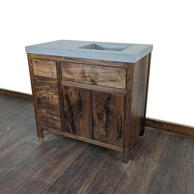 36" Rustic Walnut Bathroom Vanity